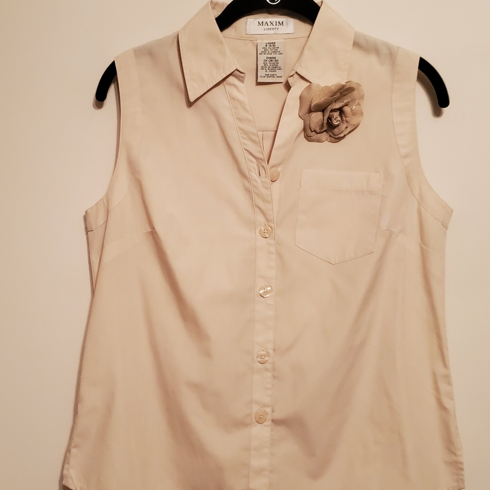 Maxim Liberty Beige Sleeveless Blouse
